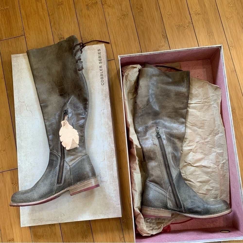 Bed Stu Manchester Taupe Knee high lace up boots - Picture 3 of 4